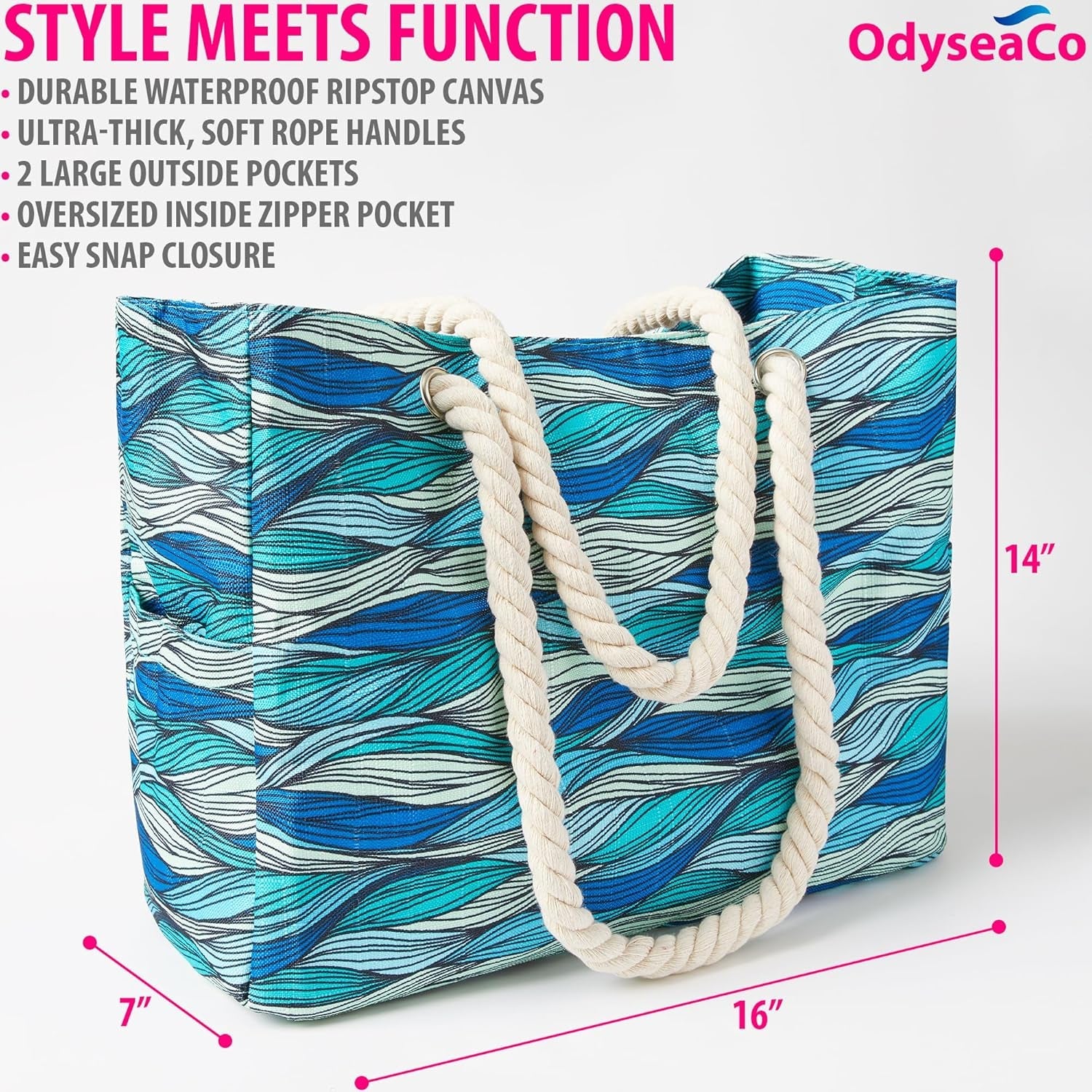 Beach Bag - Large Tote Bags for Women - Beach Bags Waterproof Sandproof - Chill Drift