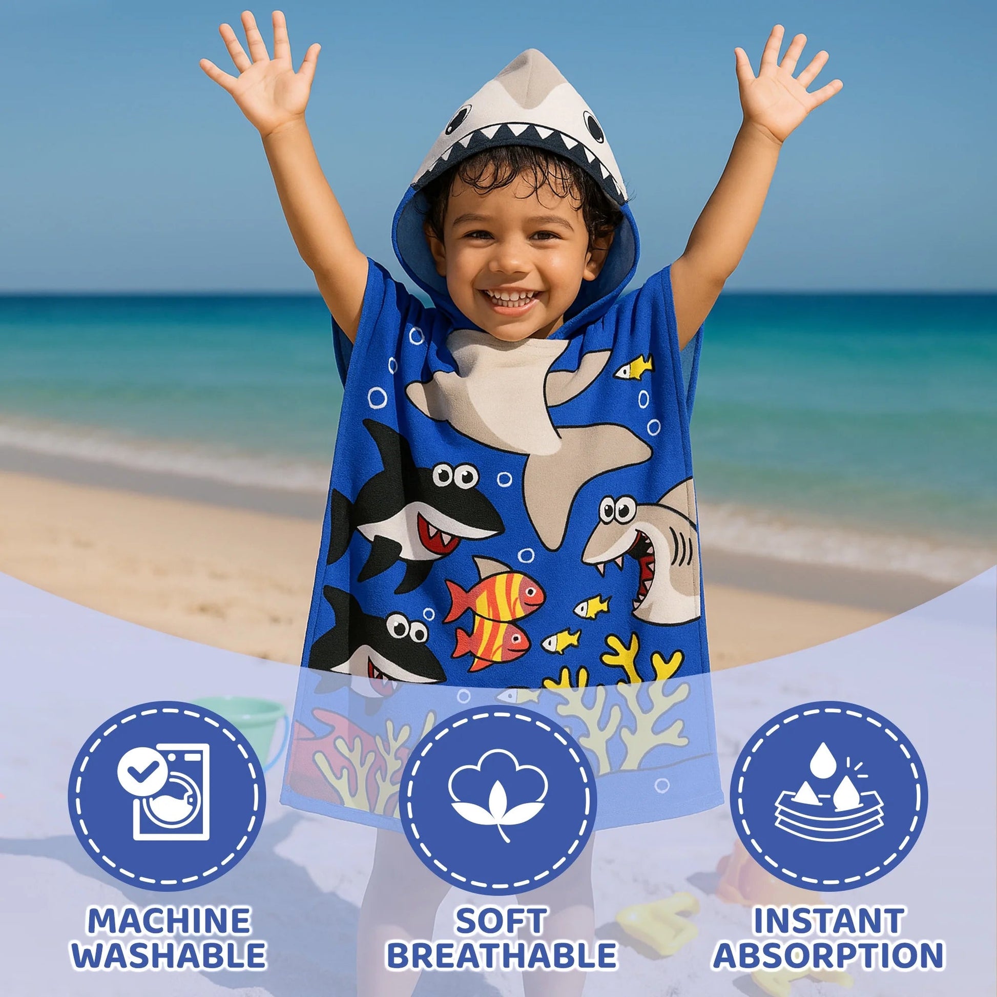 Kids Beach Towels Baby Beach Towel Hooded Beach Towel for Kids Bath Beach Towels - Chill Drift