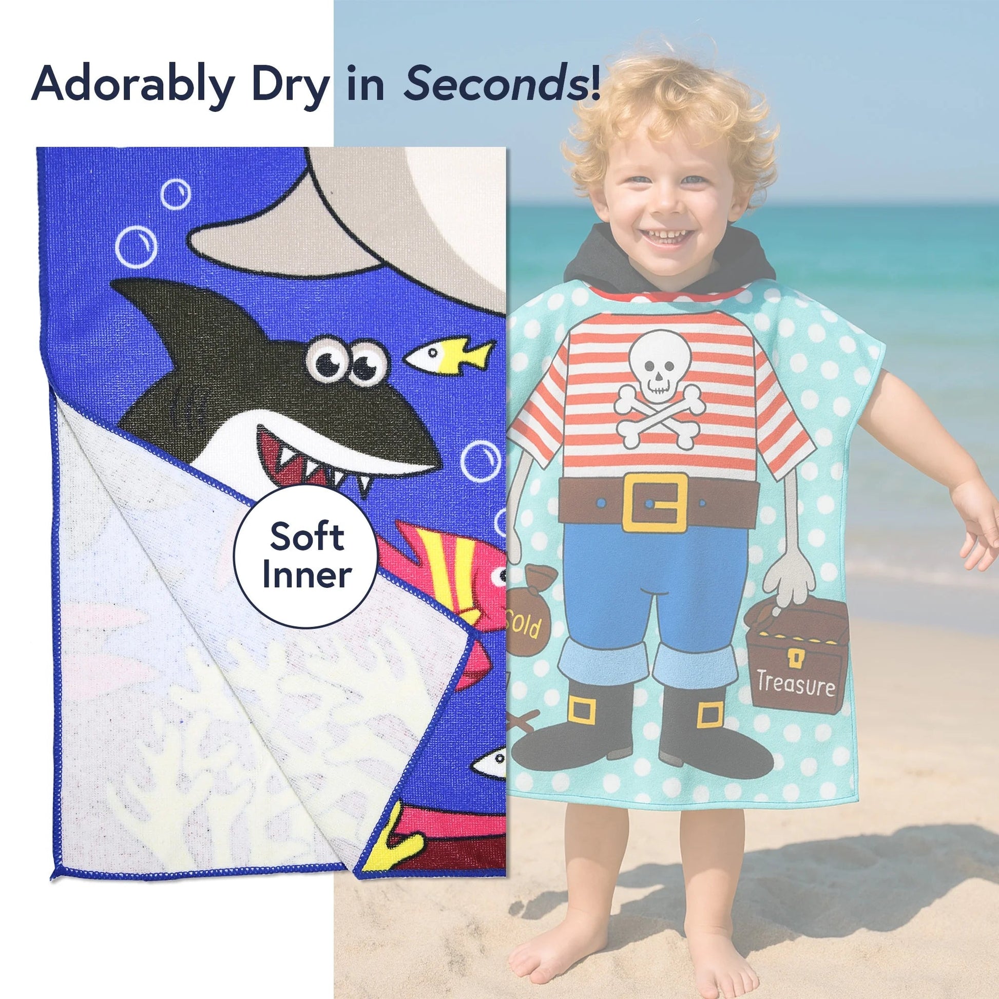 Kids Beach Towels Baby Beach Towel Hooded Beach Towel for Kids Bath Beach Towels - Chill Drift